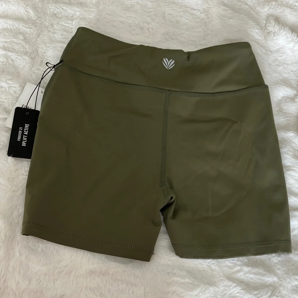 Forever 21 Olive High-Rise Bike Shorts